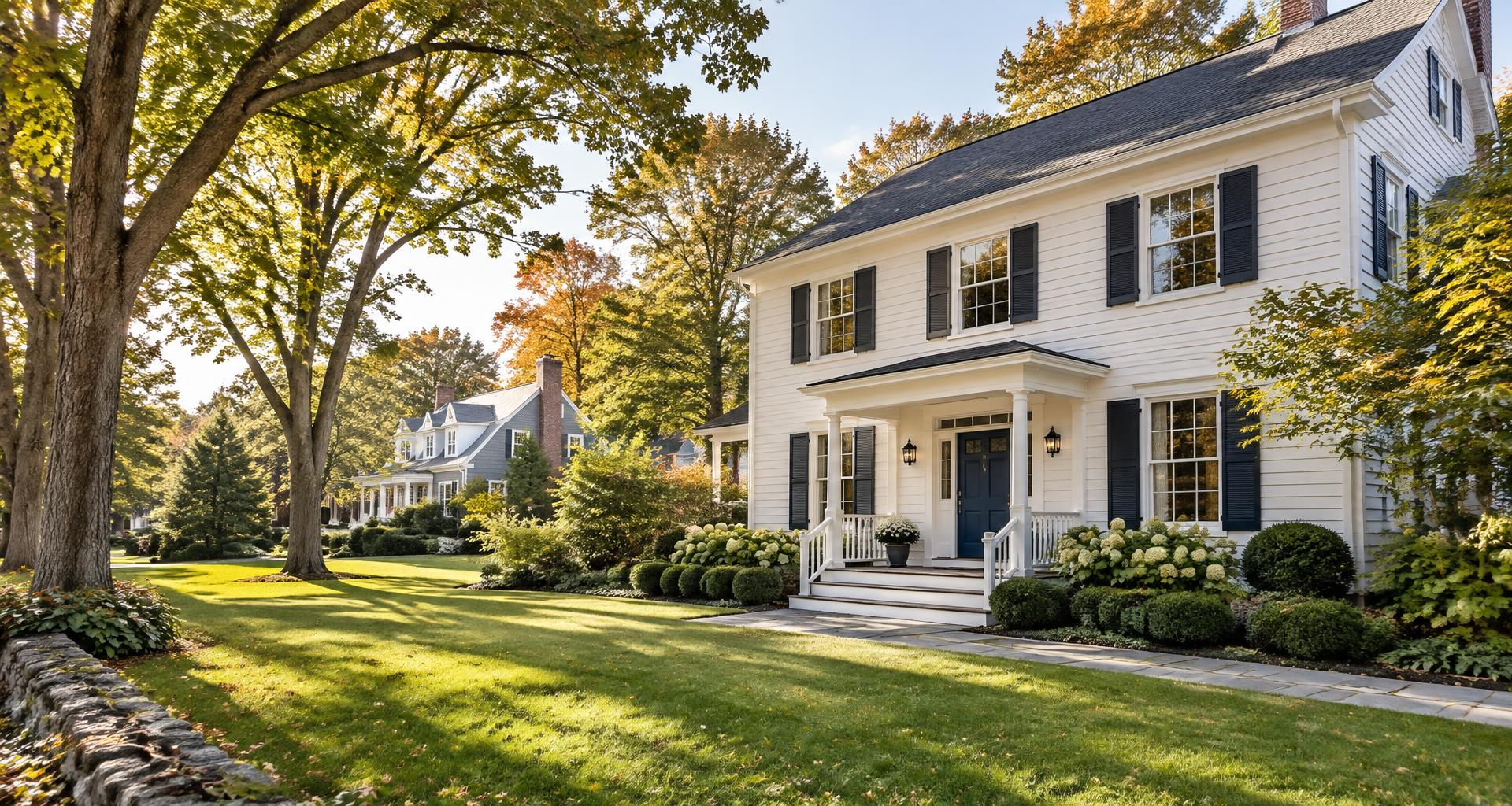 An inviting tree-lined neighborhood with classic residential homes